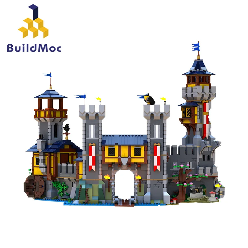 

MOC Medieval Castle II - Combining Two 3-in-1 Castles Building Block Kit Compatible Architecture 31120 Brick Model DIY Kid Toy