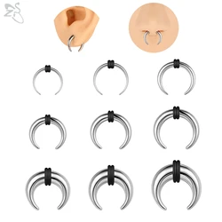 ZS 1 Piece 6-16G Stainless Steel Ox Horn Nose Rings C-Shape Septum Rings 8-12MM Punk Large Gauge Flesh Ear Expander Body Jewelry