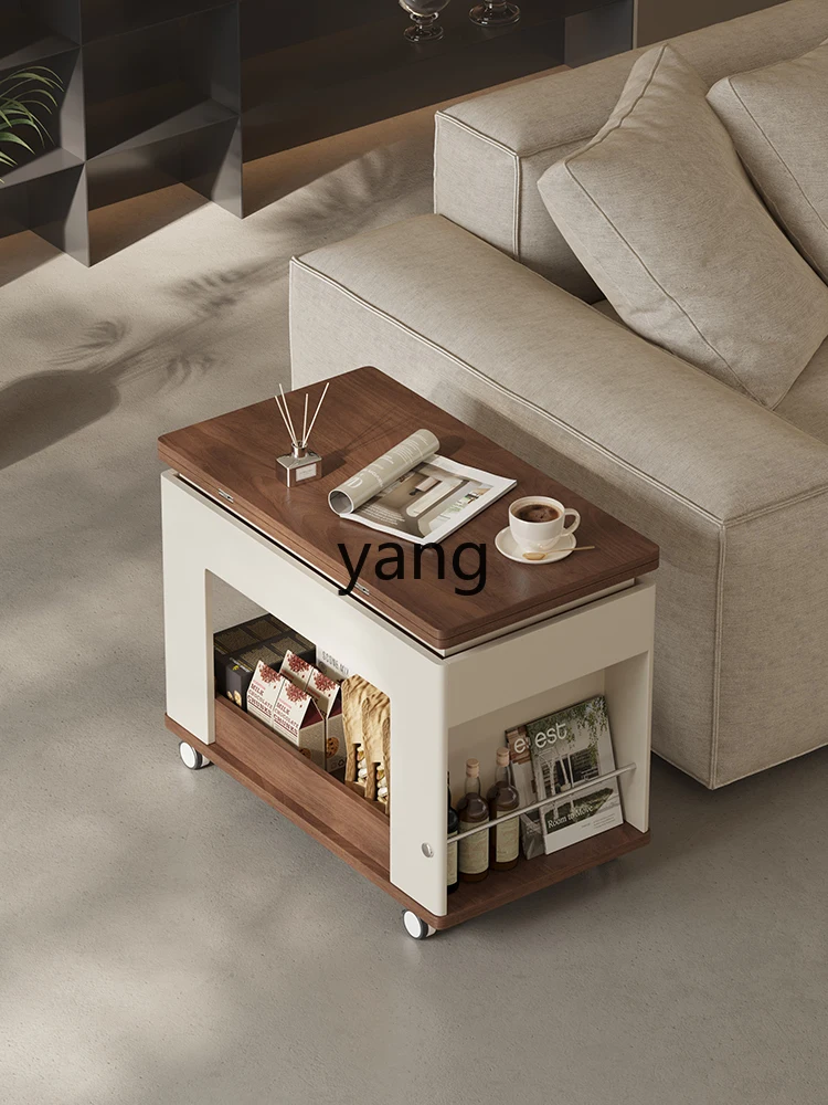 

LMM movable side few living room bedroom home sofa cart multi-functional lifting tea side cabinet