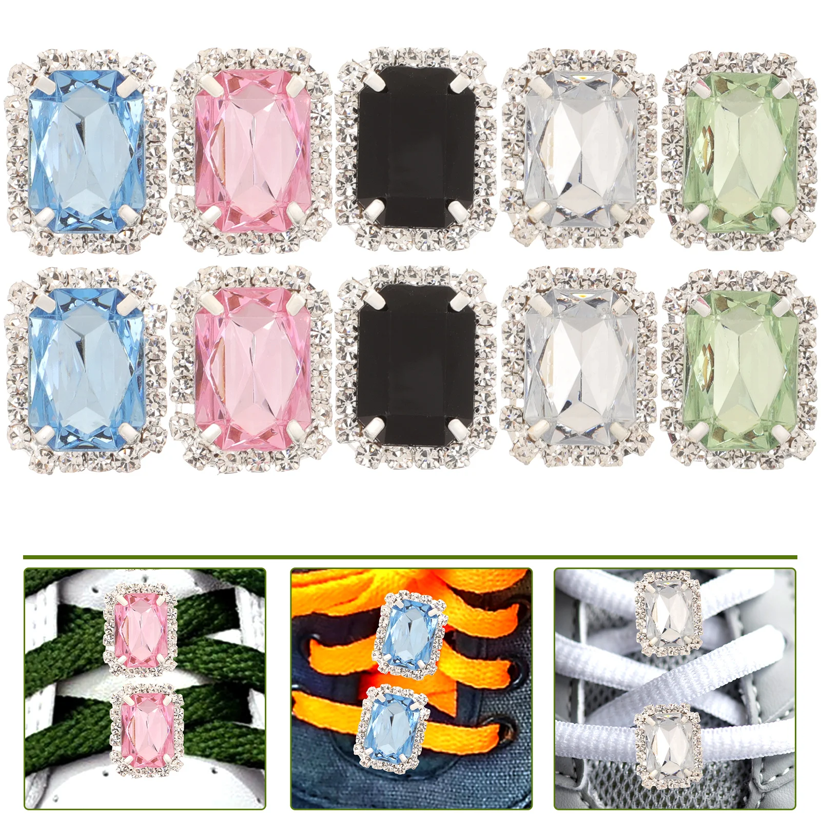 

10 Pcs Shoe Buckle Accessories Charms for Sneakers Clip on Shine Buckles Women Glass Drill Ornaments Ons Bride Shoes Decoration