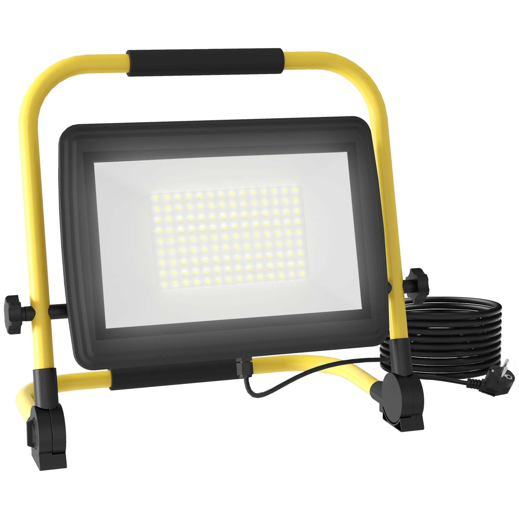 HOMCOM Foco LED Recargable con Cabezas y Soporte Ajustables Amarillo y Negro