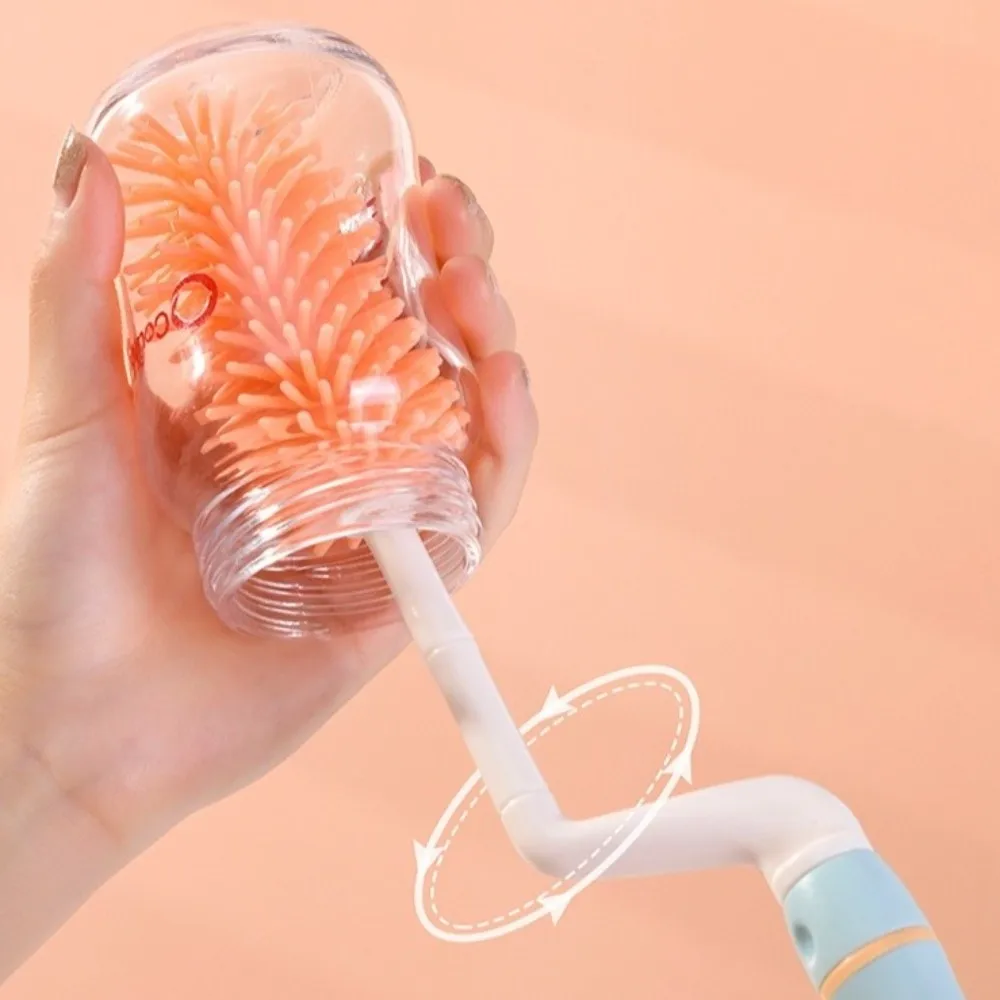Soft Head Baby Bottle Cleaner Set 360 Degree Rotation Nipple Dropper Bottle Cleaning Brush Drying Rack Handheld