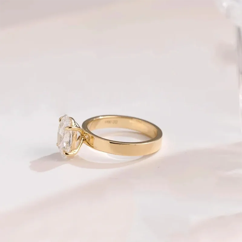 IGI معتمد 1-3CT DEF/VS البيضاوي قطع CVD مختبر نمت الماس 14K الذهب 3 مللي متر سميكة الفرقة خاتم الخطوبة هدية لها