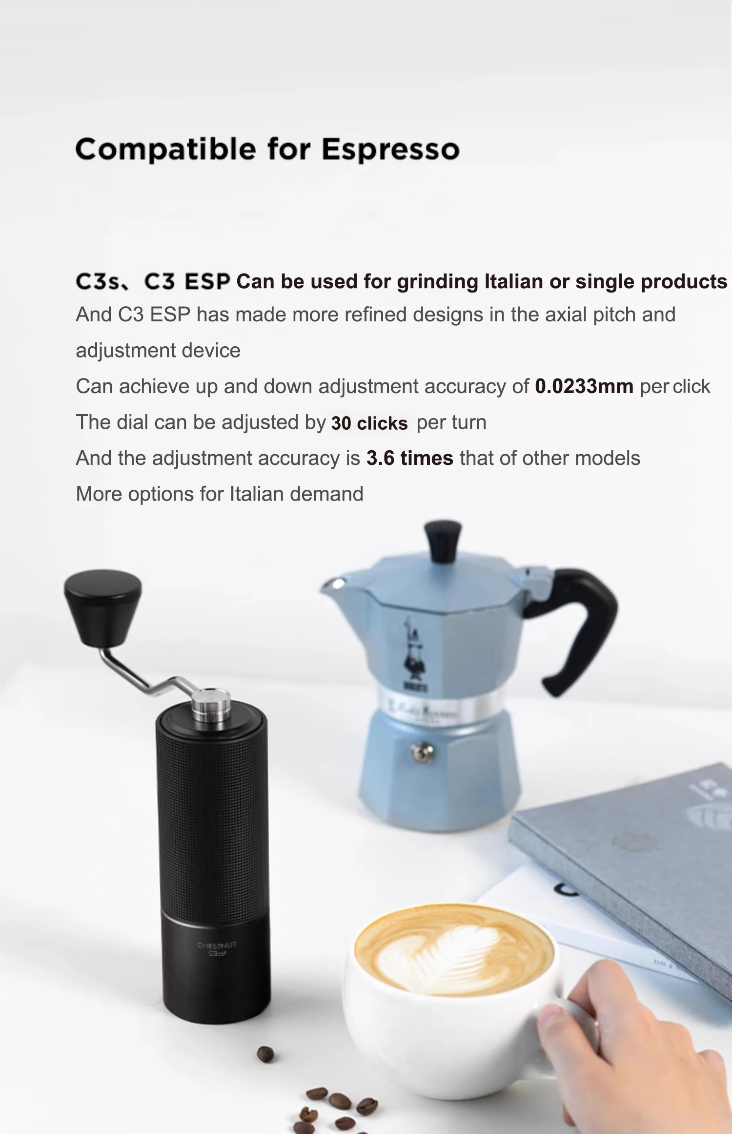 TIMEMORE Chestnut C3S / C3ESP Manual Coffee Grinder Upgrade All-metal Body & Anti-slip Design Portable Grinder S2C Burr Inside