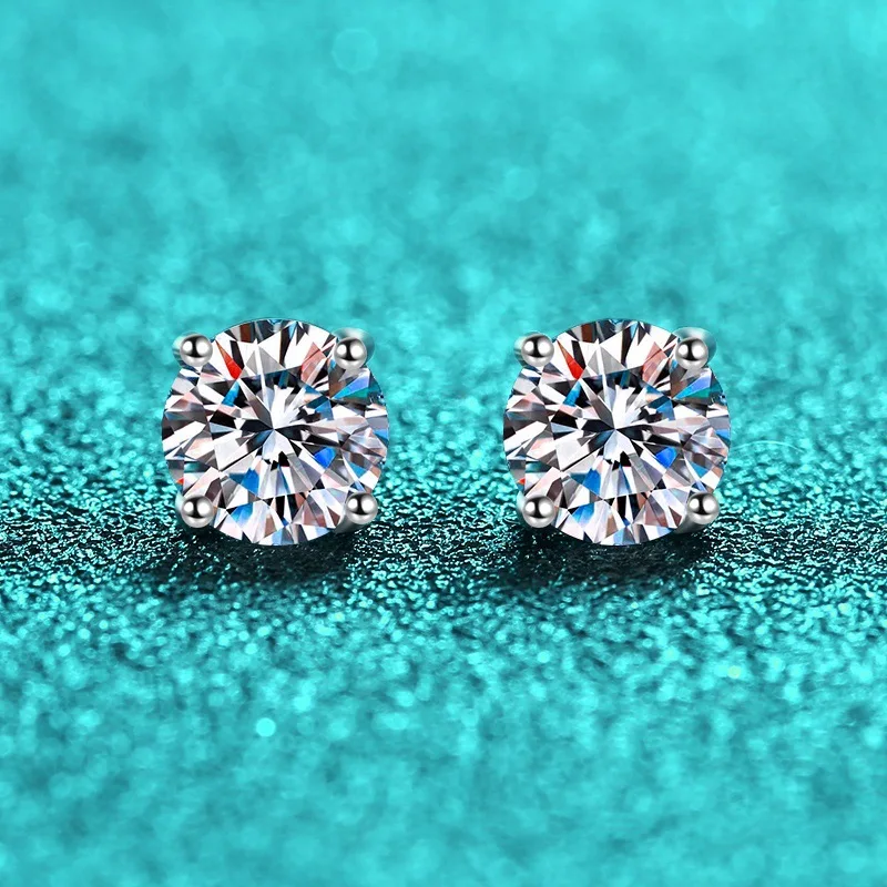 925 Sterling Silber Moissanit Runde Ohrringe 0,5/1/2 Karat Verlobung Hochzeit Tägliches Tragen Party Reise Luxuriöses Geschenk für Frauen – Detail 1