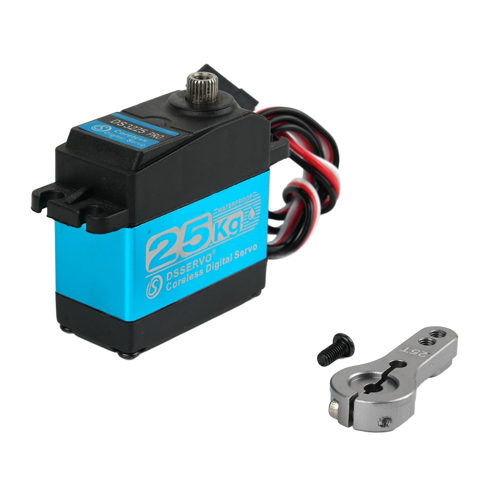 DS3225 PRO 25KG 7,4V digitale robotservo 180 graden metalen tandwiel waterdicht IP66 met 25T servoarm kernloze motor voor RC-auto's