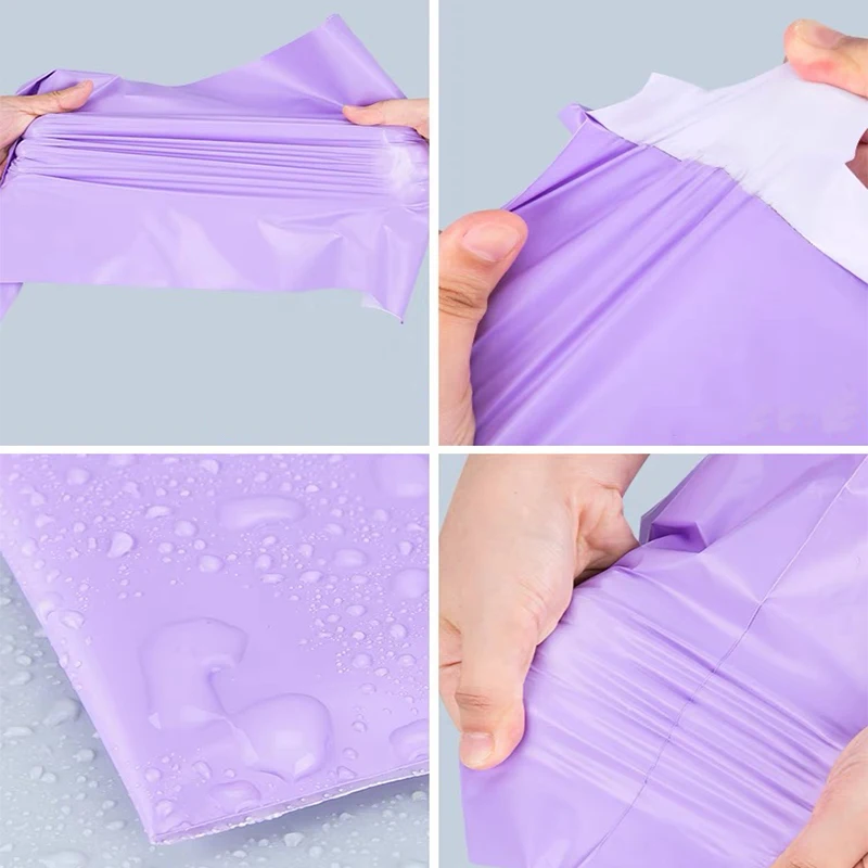 50PCS Purple Portable Courier Storage Bag Packaging Poly Package Plastic Self-Adhesive Mailing Express Bag Envelope Postal Pouch