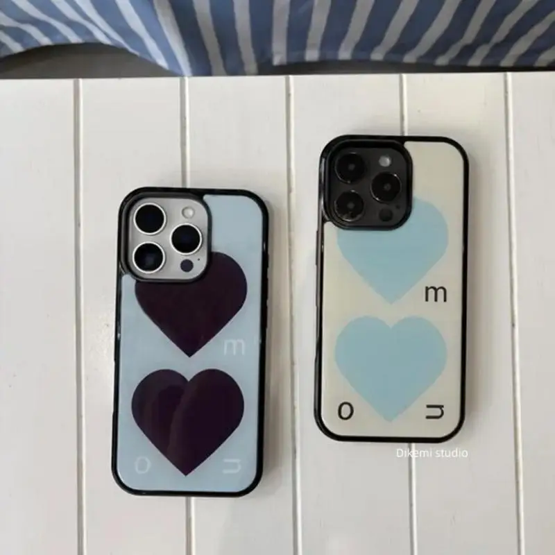Funda de Teléfono Creativa Kawaii con Diseño de Pareja Dulce y Romántica Estilo Y2K Coreano para iPhone 17 16 15 14 13 12 11 Pro Max Plus, Tendencia Y2K