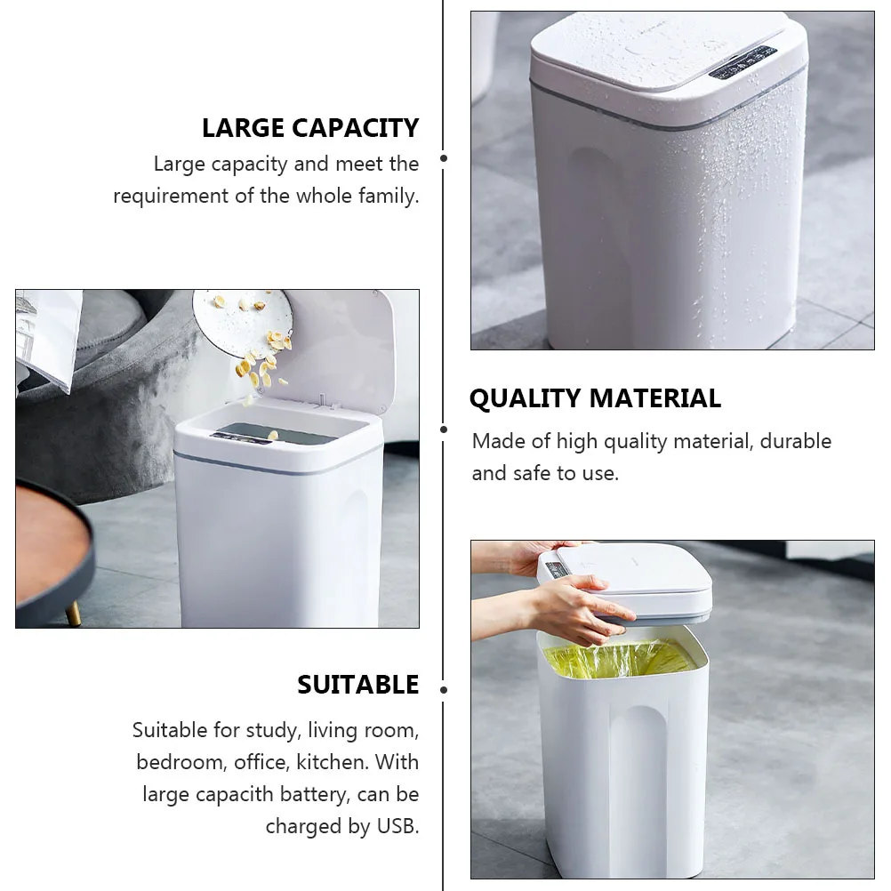 

Automatic Smart Sensor Trash Can USB Rechargeable Induction Dustbin Large Capacity for Kitchen Bedroom Living Room