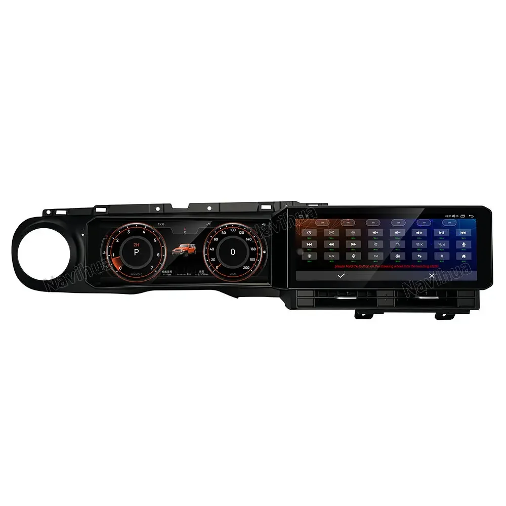 Navihua New Upgrade Dual Screen Android Multimedia Radio LCD Dashboard Digital Cluster Carplay For Jeep Wrangler JL 2019-2023