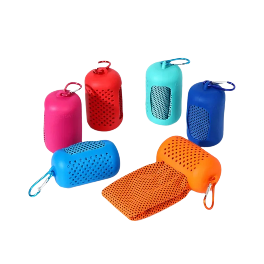 

Reusable Mini Sports Cold Towel Quick Drying Portable Wrapped Cold Towel Microfiber Silicone Bag Travel Towel Beach Accessories