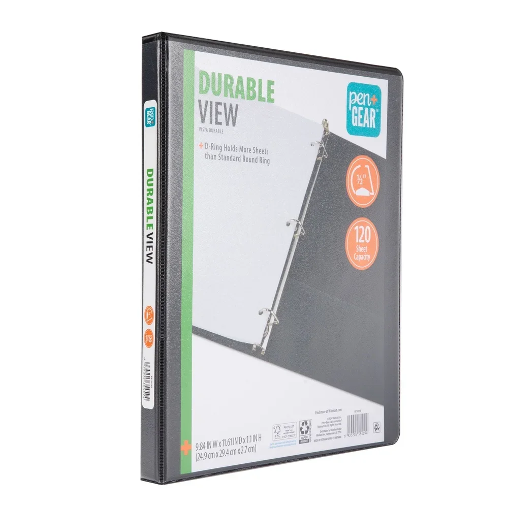 Robuster Ansichtordner, 2er-Pack, 1/2 Zoll D-Ring, 120 Blatt Kapazität mit Taschen, ideal für Schule, Arbeit, Zuhause, Organisation