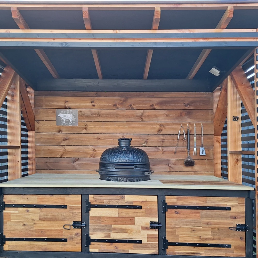 

Встроенный камадо индивидуальный оптовый уличный кухонный островной шкаф и гриль-барбекю с навесом