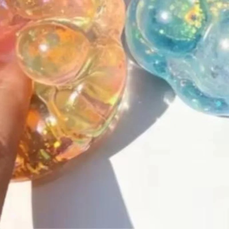 1Pcs Stress Relief Slow Rise Sensory Colored Stress Ball Shining Brightly Cube Maltose Squeeze Toy Party Gift TPR Waterproof