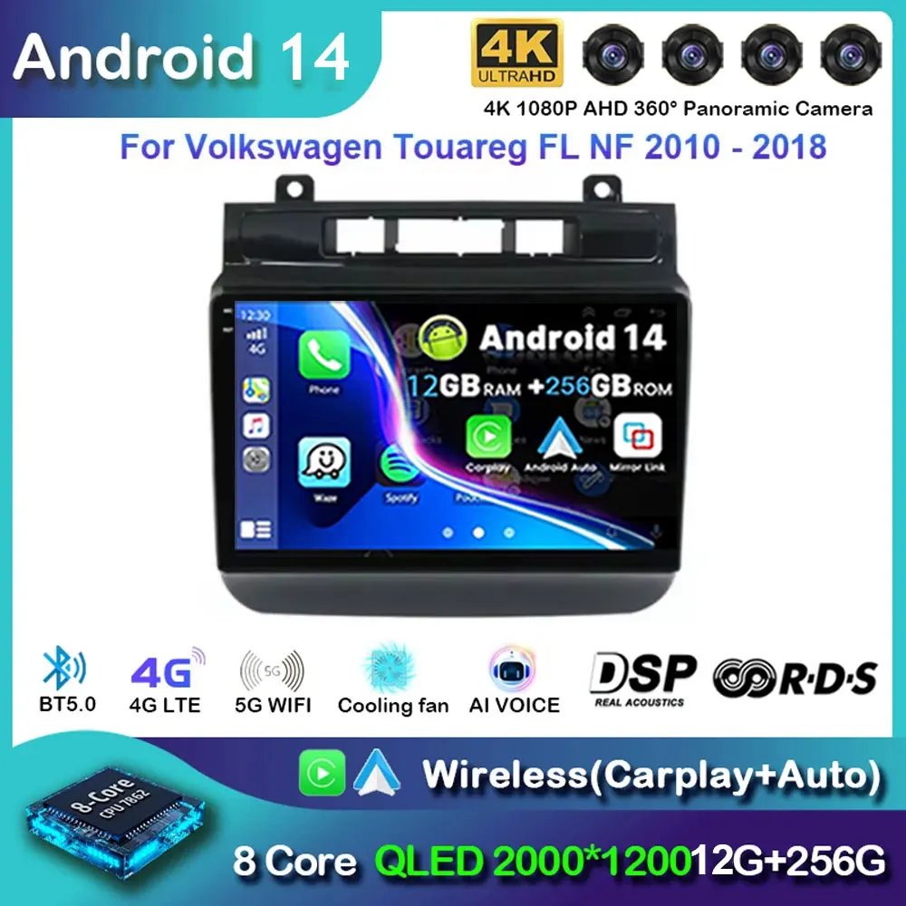 

Android 14 2K For Volkswagen Touareg FL NF 2010 - 2018 Car Radio Multimedia Video Player Navigation Stereo GPS WIFI 4G No 2d