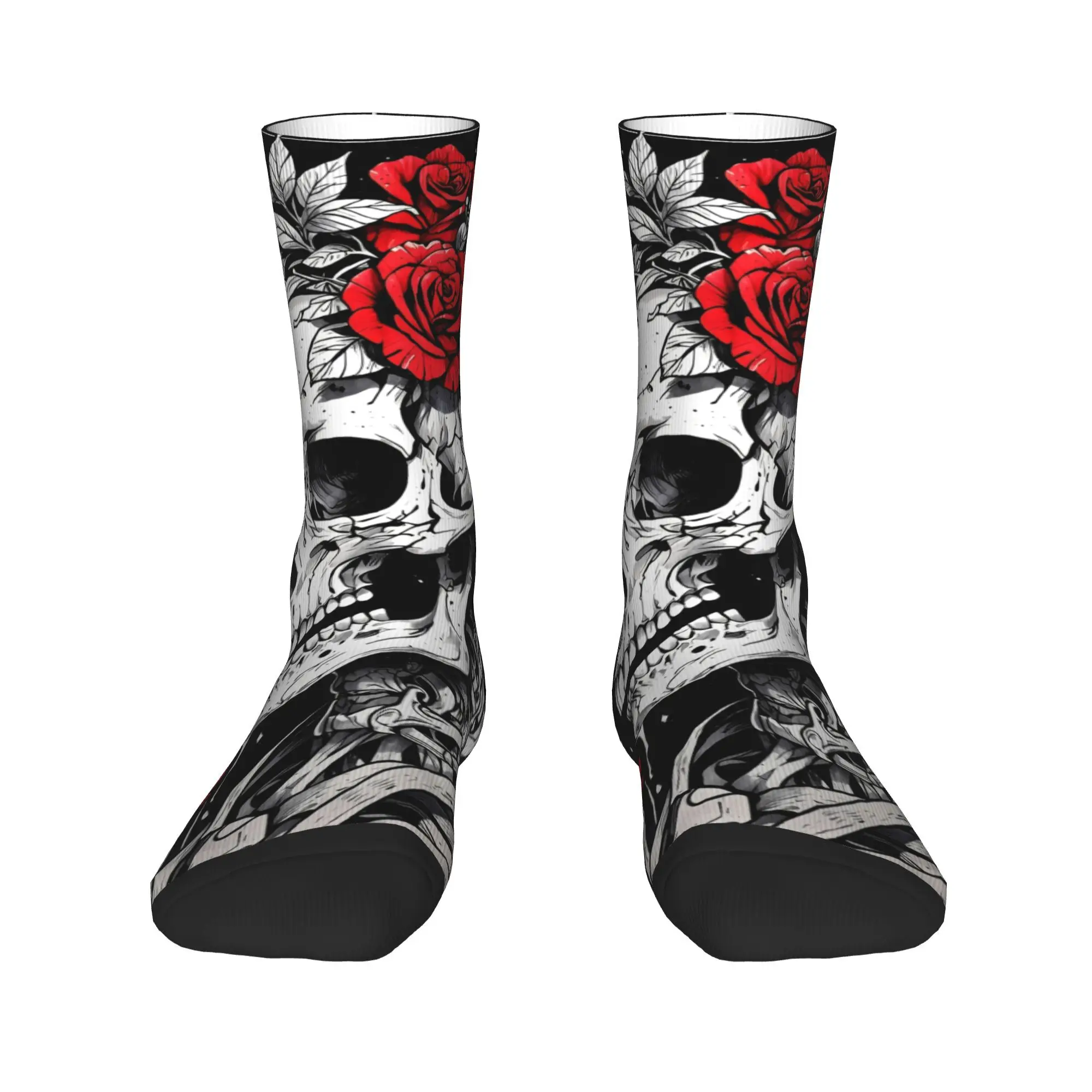 Calcetines con estampado Floral de llama y calavera de azúcar, medias de diseño antideslizantes, calcetines Unisex para hombre, calcetines suaves de ciclismo a la moda de otoño