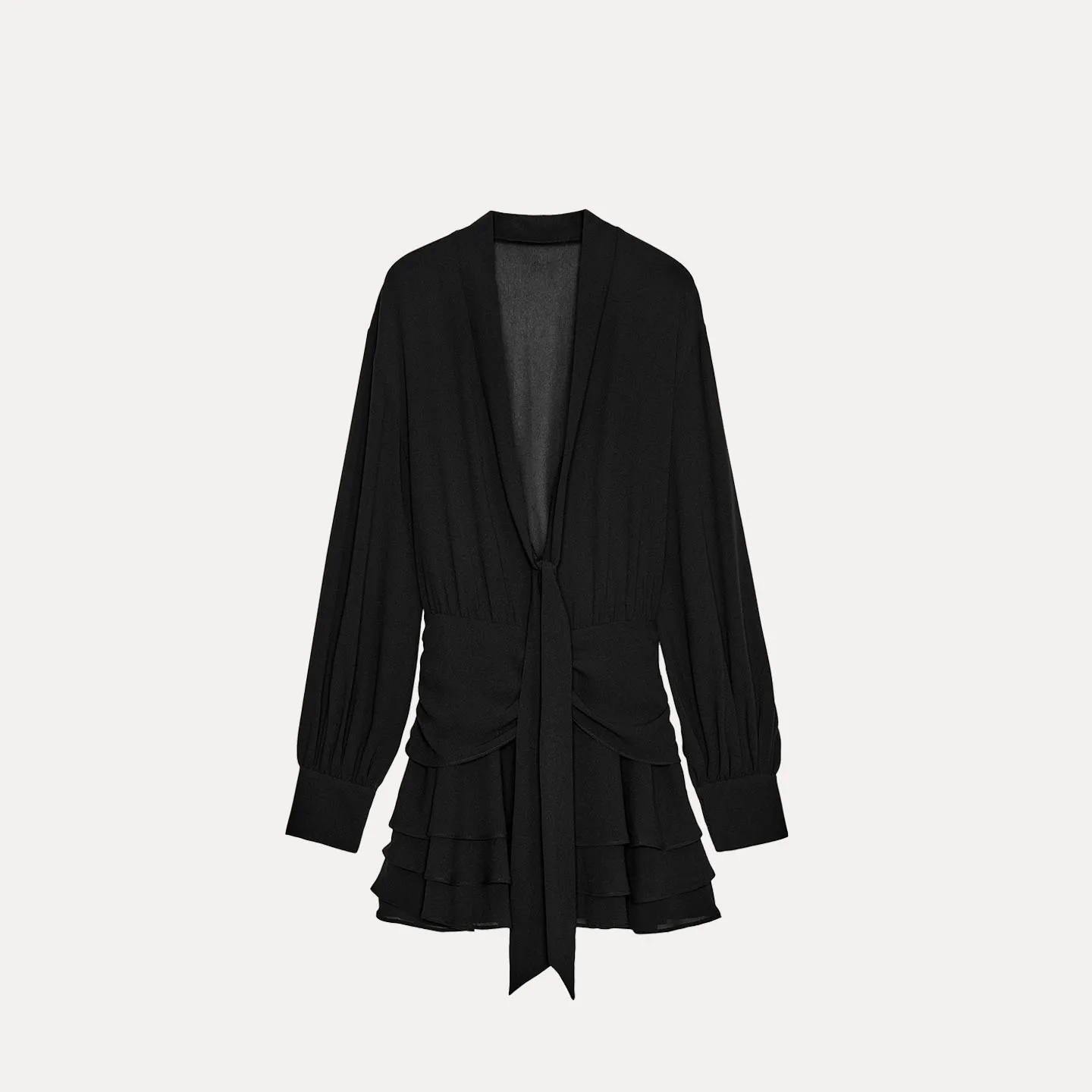 Z feminino Faion Dr 2025 V-ne ort vestido drapeado em camadas decoração Ele Sle longo Sve Stand Fit uso diário