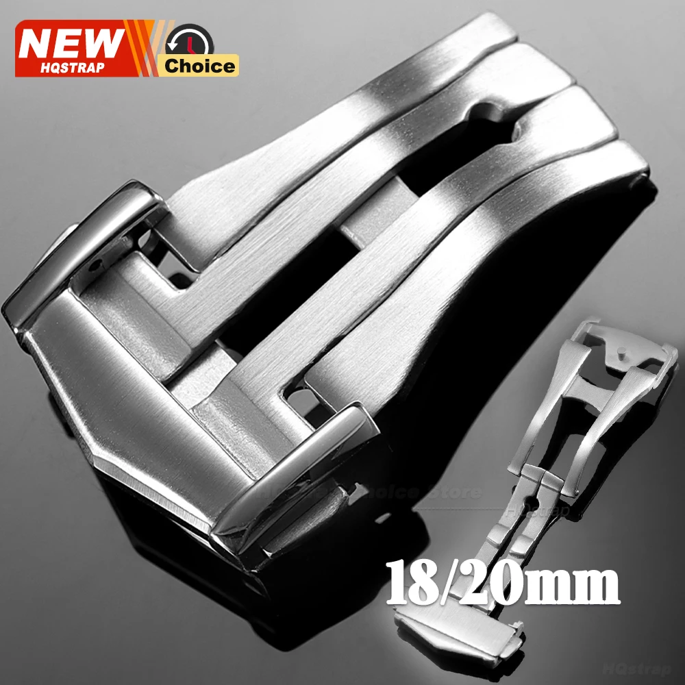 18 mm 20 mm faltbare Uhrenschnalle für Omega-Edelstahl, mattierter Falttaste für Seamaster-Uhrenarmbandverschluss, silberfarbenes Metall