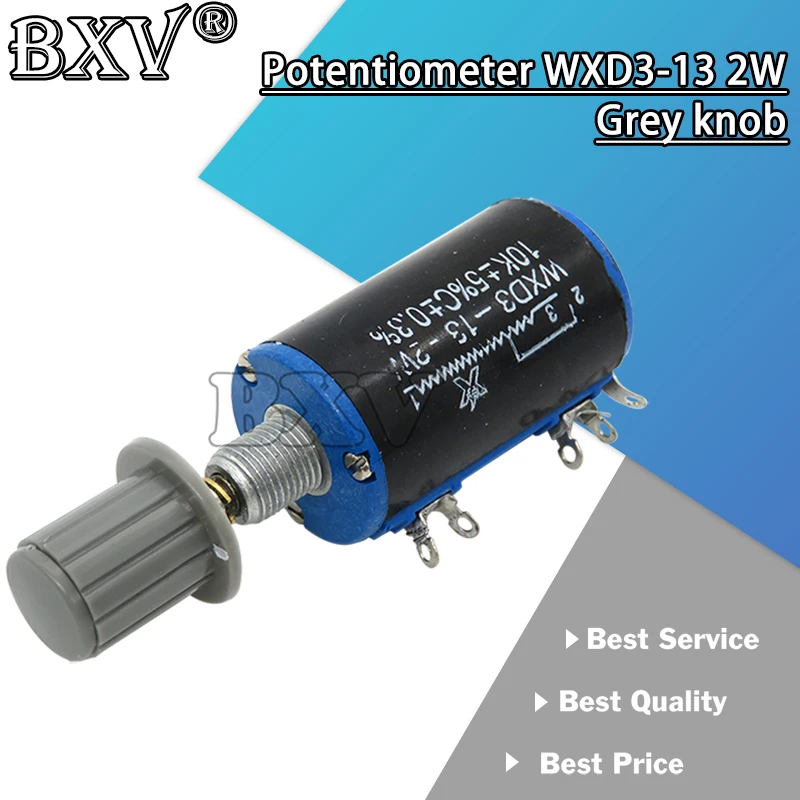 ( 1PCS WXD3-13 2W Potentiometer + 1PCS Grey Knob )100 200 220 1K 2.2K 3.3K 4.7K 5.6K 6.8K 10K 22K 33K 47K 100K Ohm WXD3-13-2W