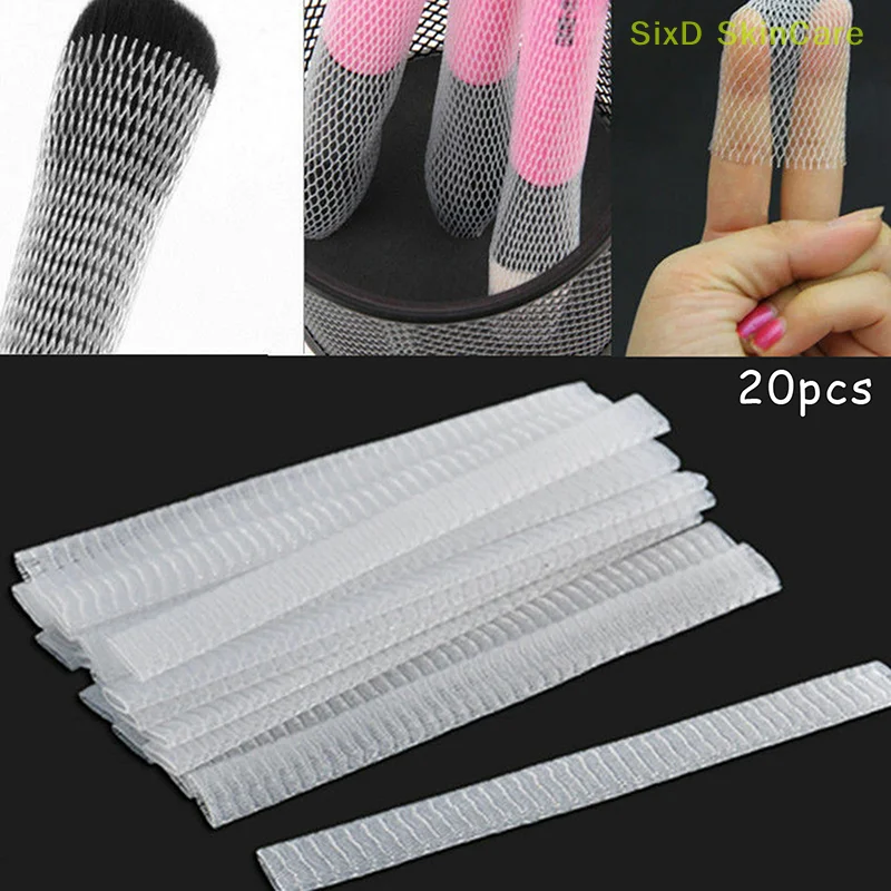 20 Pcs Mesh Flexible Net Protectors Cover Sheath Beauty White Cosmetic Make Up Brushes Guards Convenient Tool