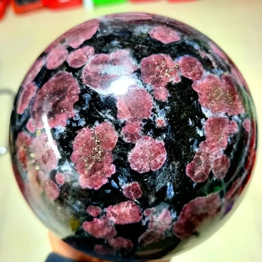 1pc Natural Garnet Astrophyllite Crystal Sphere Meditation Fengshui Healing Crystal Gift Reiki Gemstone Ball Home Decoration