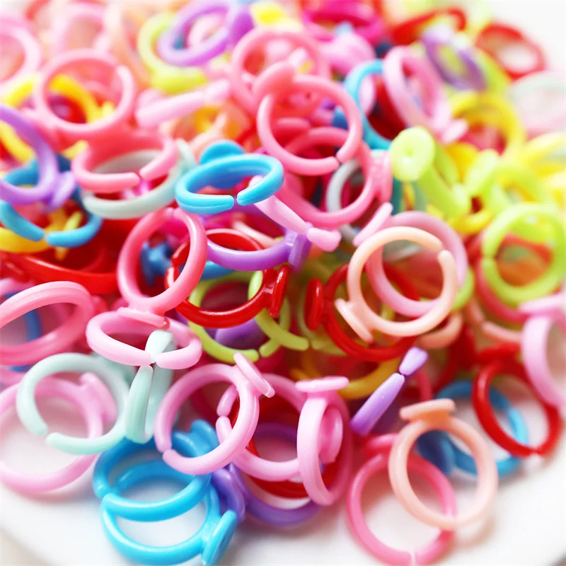 100pcs 14mm Plastic Rings Cabochon Base Blank for DIY Jewellery Making Supplies Kid Girl Craft Material Accessories Findings 