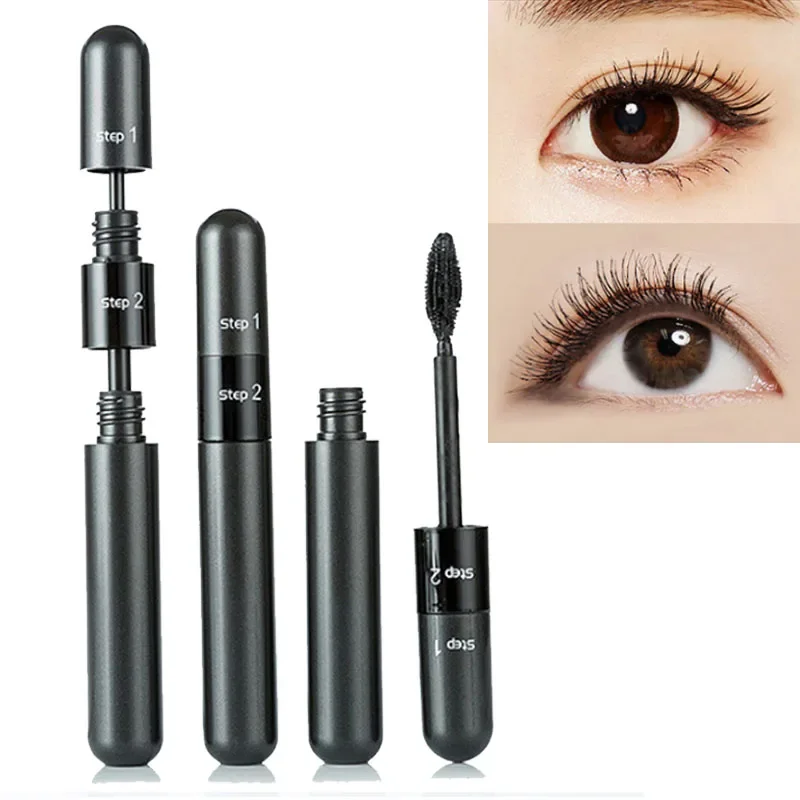 2 in 1 Mascara Thick Curling Lengthening Eyelash Extension Mascara Waterproof Long Lasting 4D Eyelash Mascara