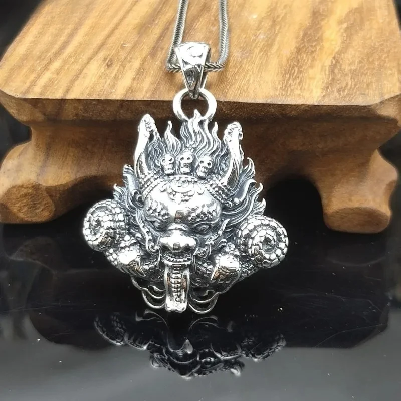 

New Real S925 Silver Jewelry Retro Domineering King Kong Dragon Head 2021 Trend Personality Man Pendant