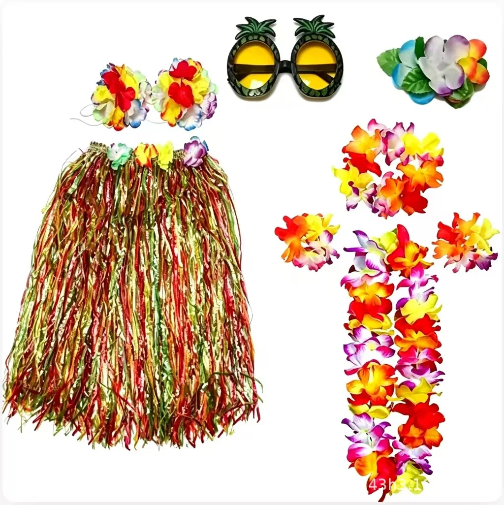 

Adult Hawaii Grass Skirt Suit Seaside Hula Dance Party Dress Up Props