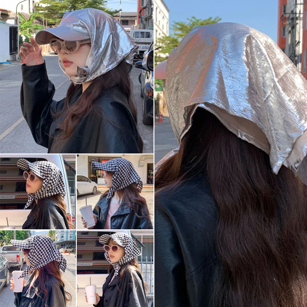 French Retro Headscarf Hat Sweet Loli Quick Drying Sun Hat Breathable UV Protection Baseball Cap Outdoor Seaside Vacation