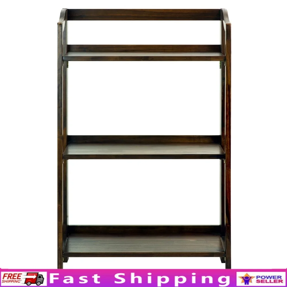 

Collapsible 3-Shelf Bookcase Wooden Book Storage Easy Setup Lightweight Modern Design Home Office