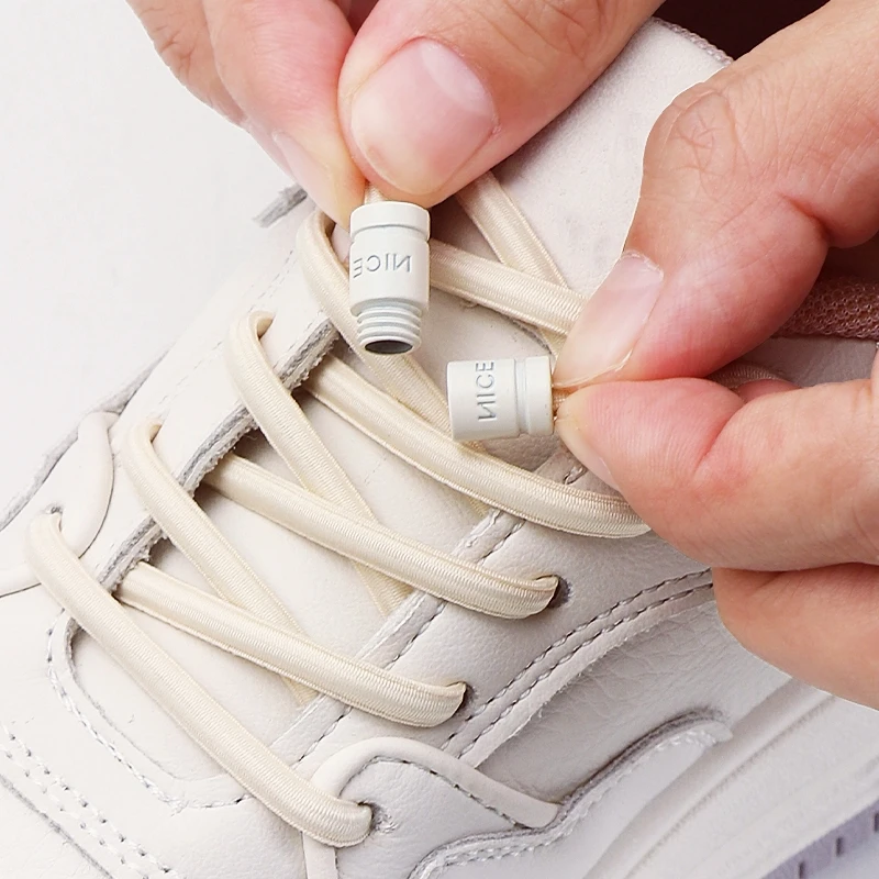 1 Pair Capsule Lock Shoelaces Elastic Laces Sneakers No Tie Shoe Laces Without Ties Kids Adult 0.6cm Flat Shoelace for Shoes