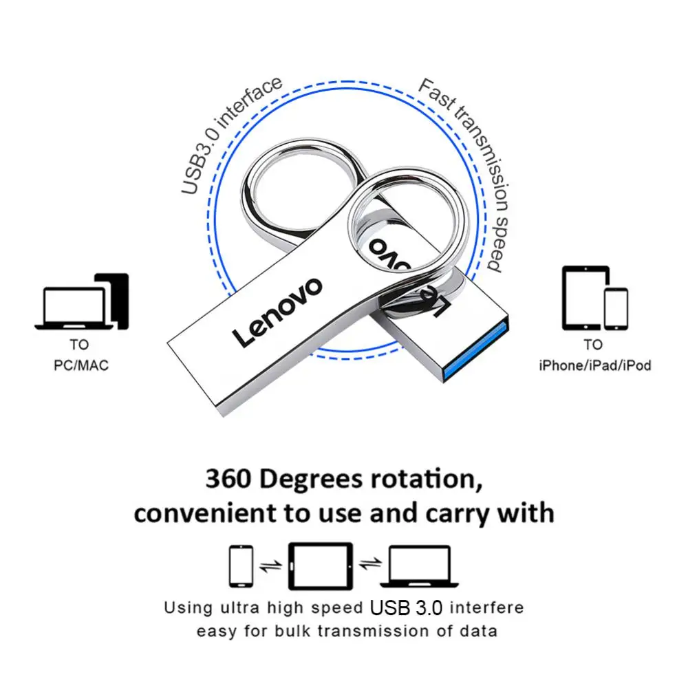 Флэш-накопитель Lenovo USB 3,1, металлический мини-Usb флэш-накопитель с реальной емкостью, креативный деловой подарок, U-диск для Ps4 Ps5