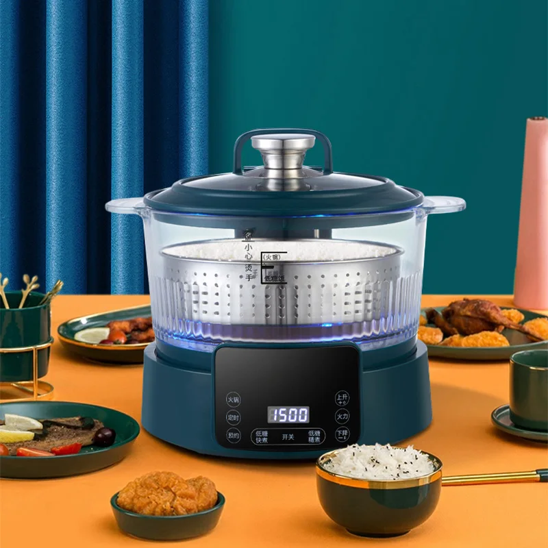 Suikergestuurde rijstkoker, scheiding van rijstsoepen, tillen en aftappen, stomen en scheppen van rijst, elektrische hete pot optillen