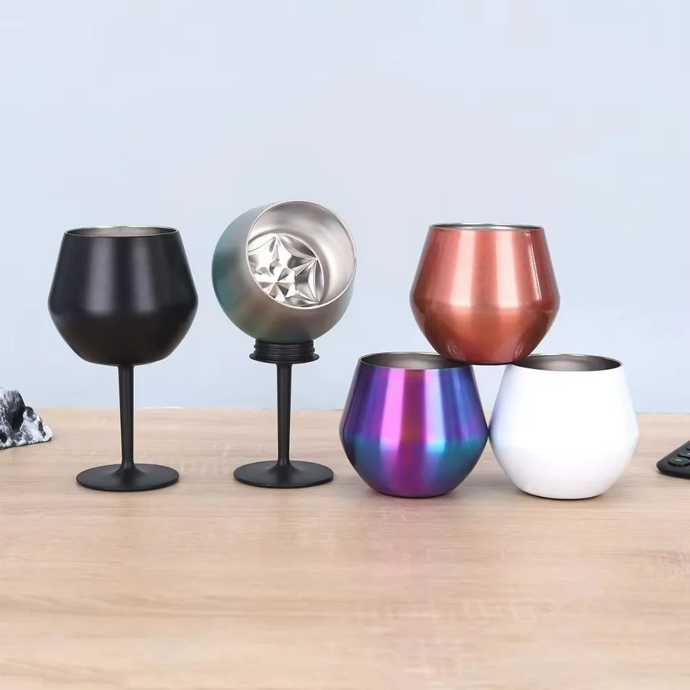 Detachable Stainless Steel Red Wine Cup Insulated Drop-resistant Champagne Cup Gradient Color Durable Thermal Cup Party