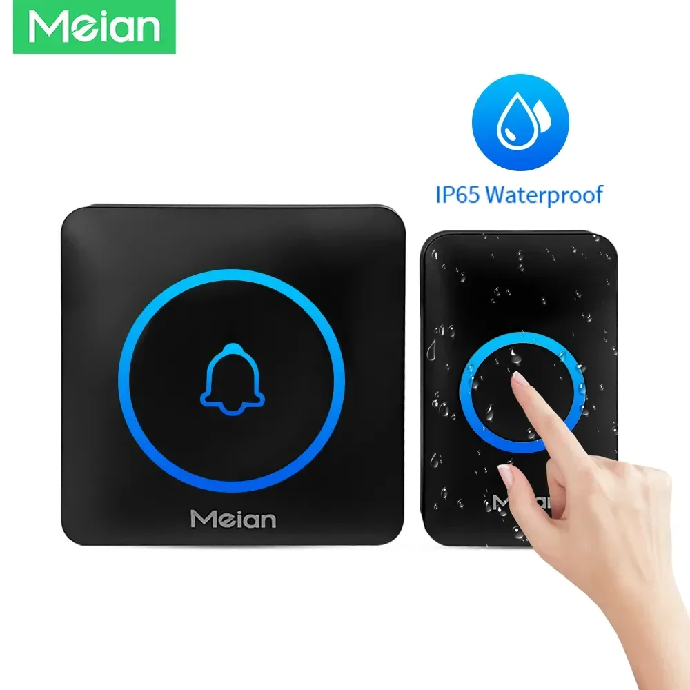 Meian Smart Home Doorbell Wireless Outdoor Door Bell IP65 Waterproof Doorbells 60 Songs Door Bell Chime for Smart Security Alarm