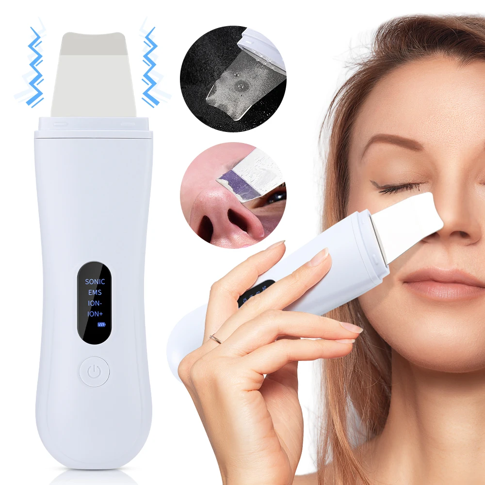 

Ultrasonic Skin Scrubber Peeling Blackhead Remover Deep Face Cleaning Ultrasonic Ion Acne Pore Cleaner Facial Shovel Scrubber