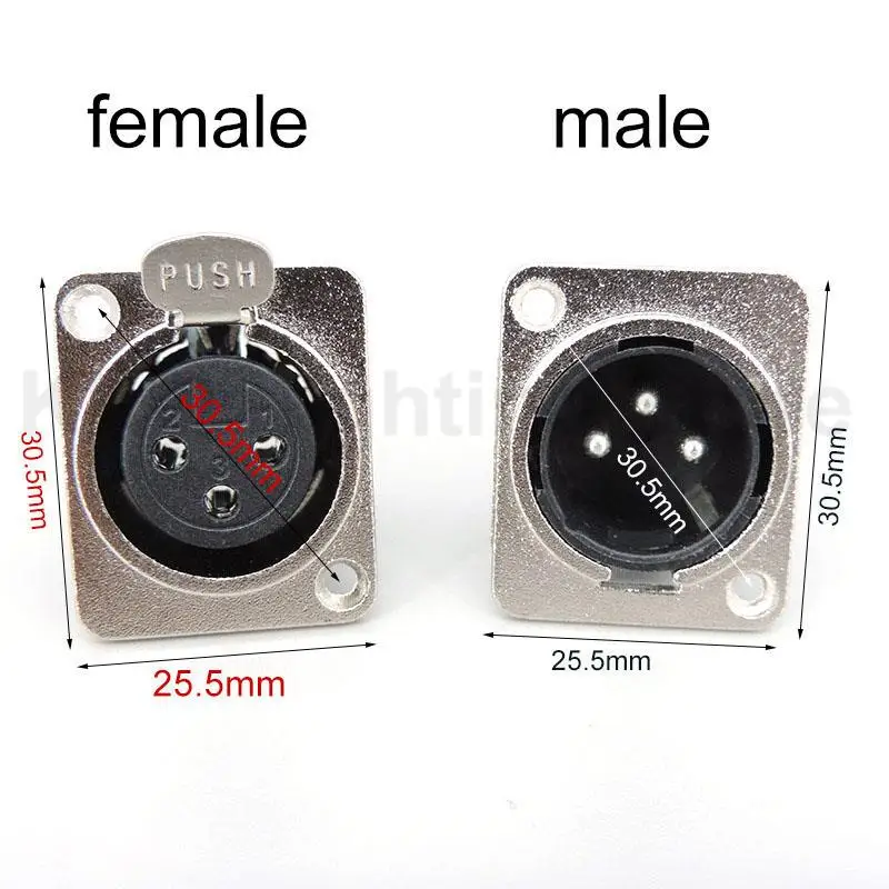 silver Metal XLR 3pin Male or Female Panel power mount Socket Audio Microphone Jack Plug Connector Copper Contact 1/3pcs k