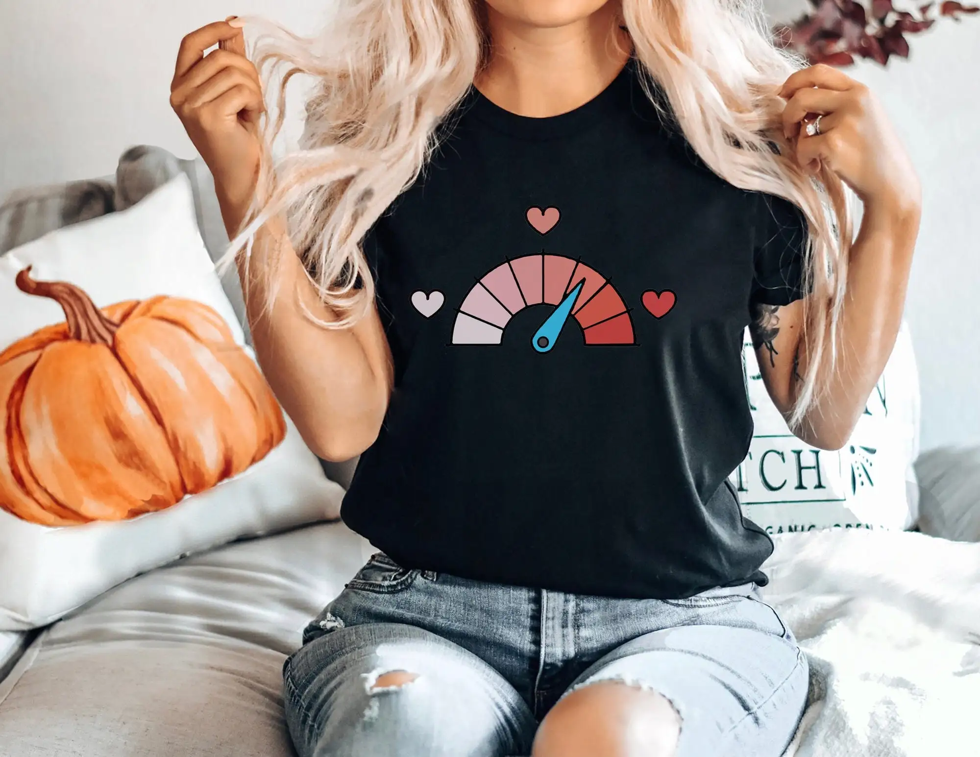 Love O Meter Valentine'S Day T Shirt Cute For Women Valentine Funny Couples Valentines Teachers Hearts