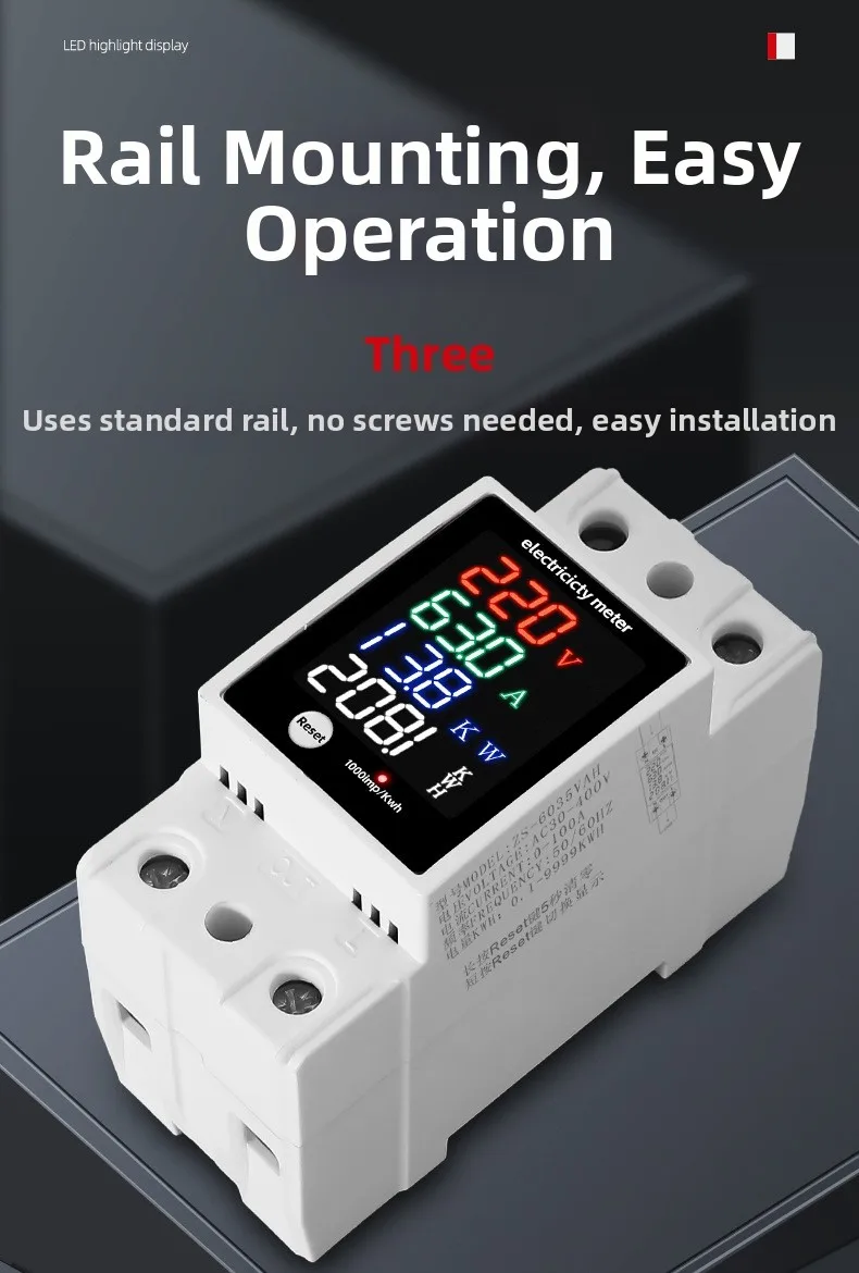 Multi Functional Digital Display Voltage Current Power Factor Electricity Meter ZS-6035VAKW For Accurate Voltage Current Power