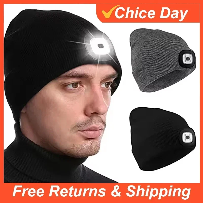 

Вязаная шапка с LED-подсветкой, многофункциональная, с USB-зарядкой, ветрозащитная, теплая шапка-бини, подходит для бега, езды на велосипеде, рыбалки, Amagi