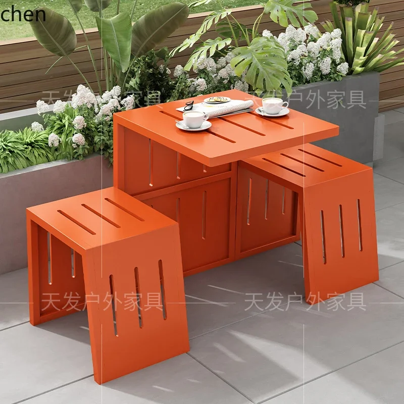 HT outdoor integrated park couple table shopping mall amusement park leisure table commercial street square table and chair