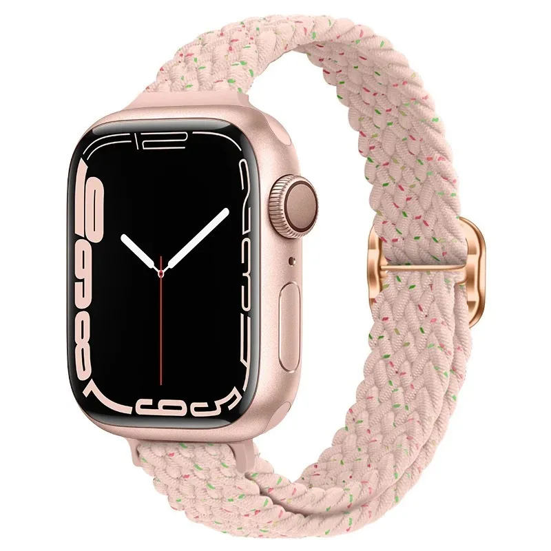 Nylon Strap for Apple Watch 9 8 7 45mm 41mm Ultra 49mm Slim Braided Loop wristband iWatch 6 5 4 SE 44mm 40mm 10 46mm 42mm correa