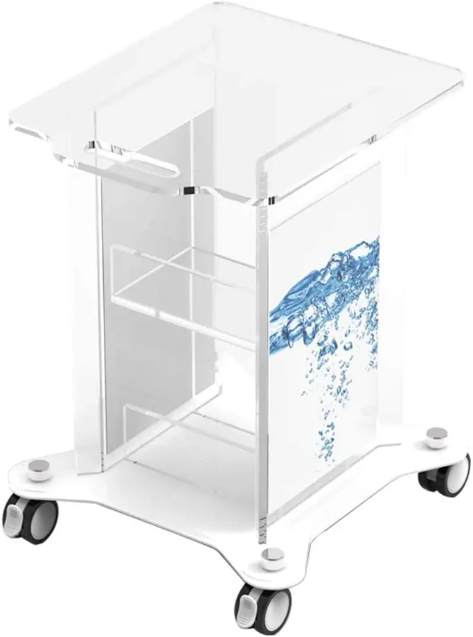 Beauty Rolling Equipment Cart Stand Removable High-Grade Transparent Acrylic Desktop Trolley Cart for Beauty Salons