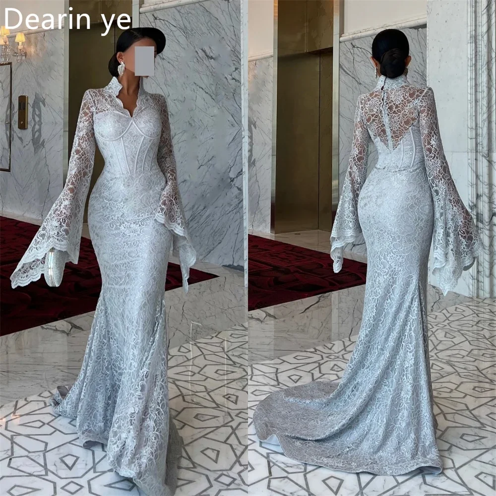 Customized Formal Dress Prom Dearin V-neck Sheath Floor Length Skirts Embroidery Bespoke Occasion Dresses Saudi Arabia Evening G