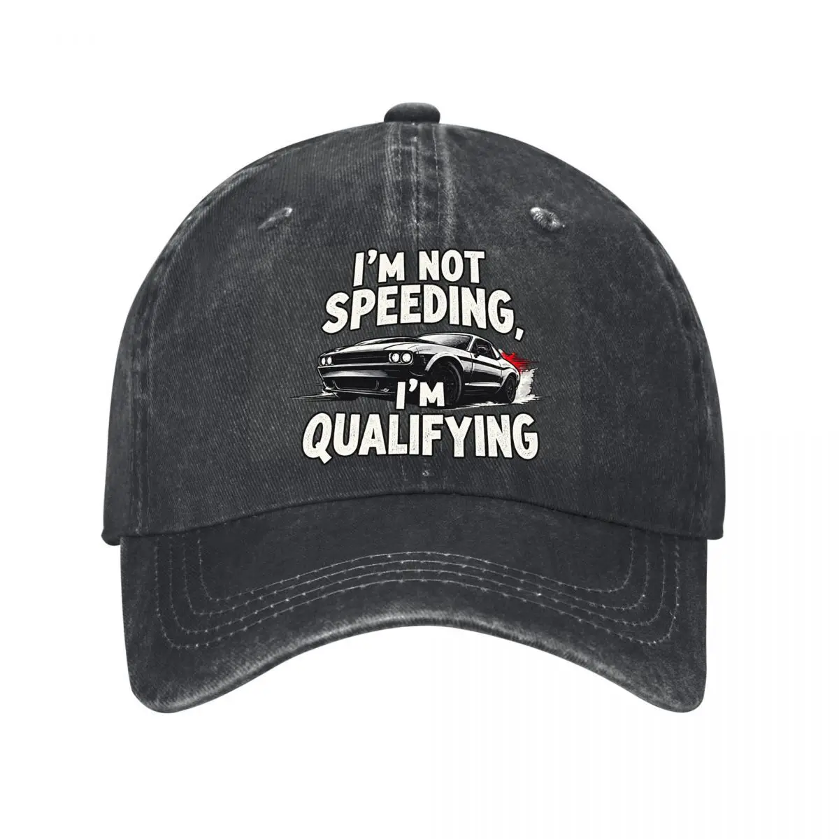 Im Not Speeding Im Qualifying Muscle Car Racing New Vintage Washed Cotton Baseball Cap Sun Hats