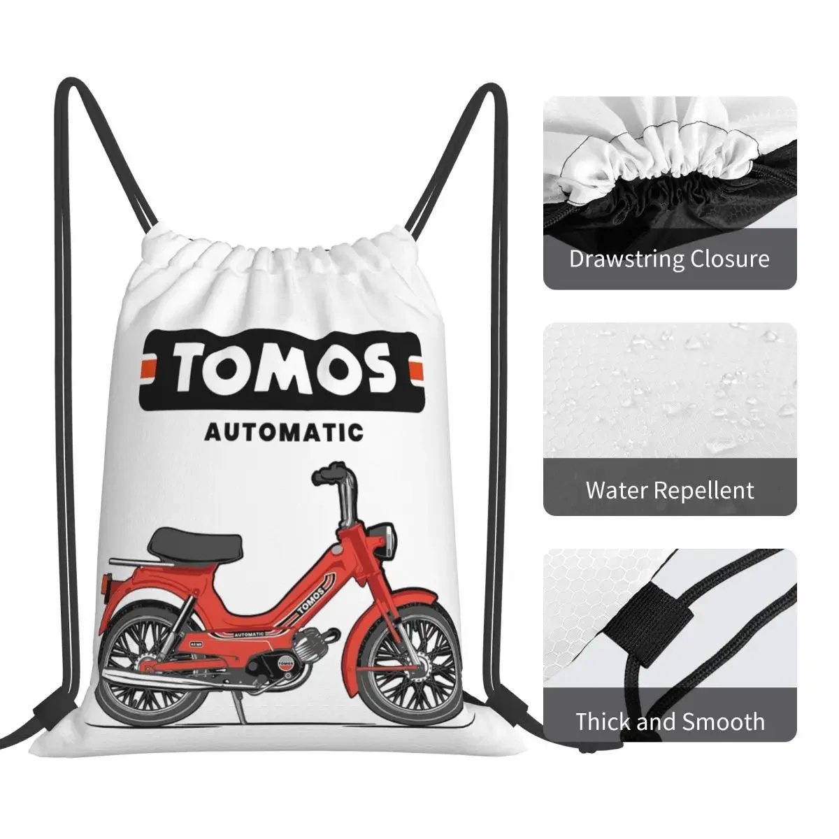 Tomos-mochilas Rojas automáticas, bolso con Cordón portátil, informal, con bolsillo, para zapatos, para la escuela y viajes