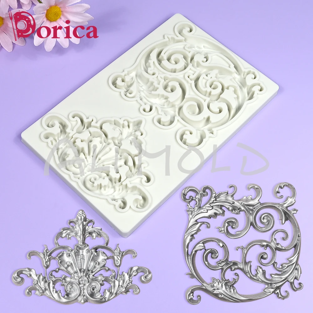 باروكو تصميم منقوش قالب سيليكون فندان ، قالب كعكة الشوكولاتة ، نموذج طين راتنج ذاتي الصنع ، أداة تزيين المنزل ، أدوات خبز #3