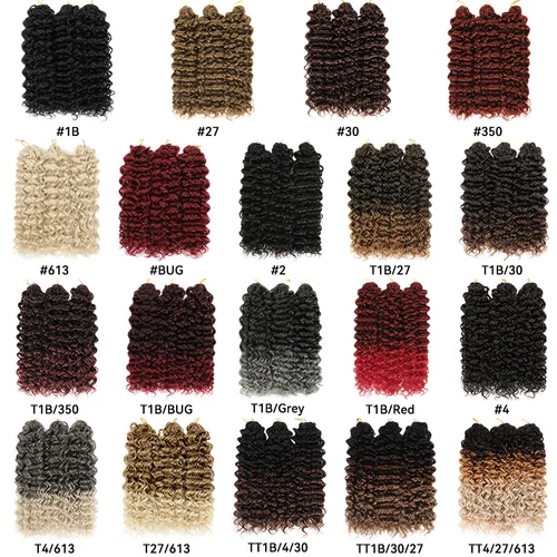 Imagen 2 del producto Extensiones de cabello trenzado GoGo Curl para mujer, trenzas de ganchillo con ondas de agua sintéticas Borgoña, rizos Afro rojos de 18 y 22 pulgadas, color marrón ombré