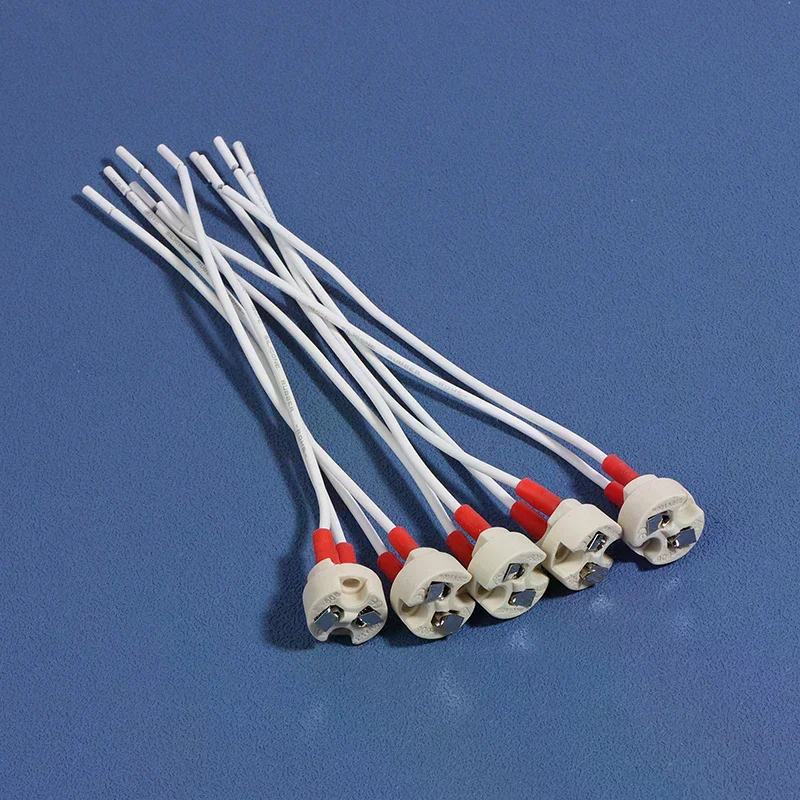 5Pcs GU5.3 MR16 Lamp Holder G5.3 Enhanced Europe Lamp Base Round Socket 15CM Ceramic Lampholder For LED Bulb
